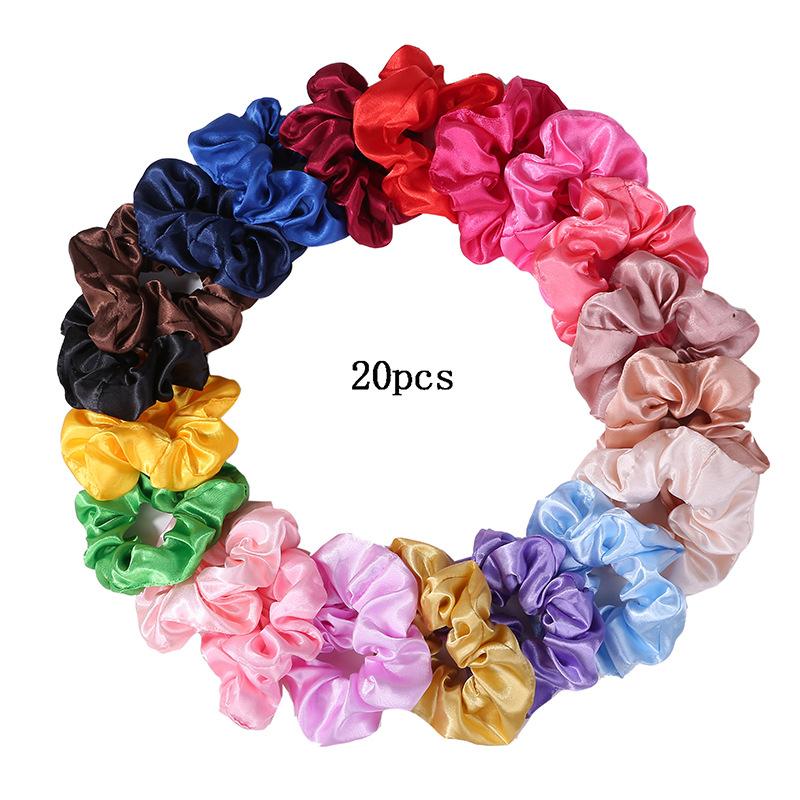 25/10//6 Stück Satin Scrunchies Mädchen Elastisches Haarband Pferdeschwanzhalter Haargummis Mode Damen Accessoires Uni Scrunchy
