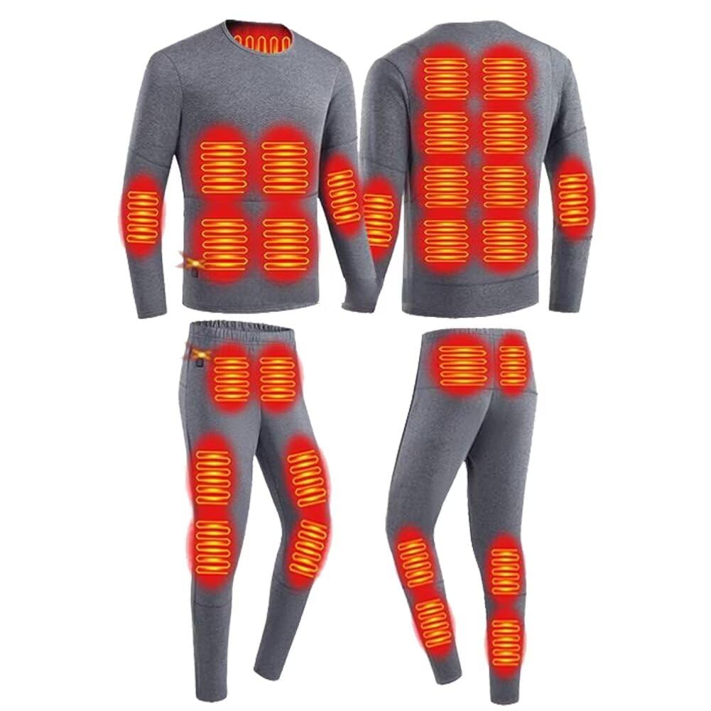 Quantum Electric Heated Underwear Set with 28 Heaters and mAh for Men and Cotton Heated Top and Bottoms A.E. 20,000 Capacity, Fleece-Lined, Women,