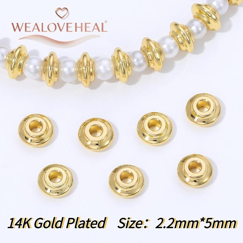 14K Gold Plated Brass Round Abacus Flat Spacer Beads ,Bead Separator For DIY Bracelet Necklace Jewelry Making Supplies Wholesale