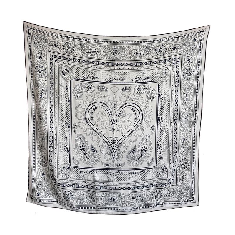 NINA SOLOR Silk Wool Heart Horse Square Scarf
