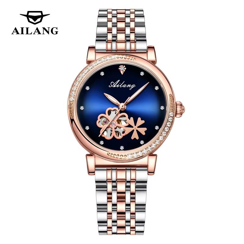Seagull Fashion Women's Watch Leather Strap Waterproof Skeleton Automatic Mechanical For Ladies Watch Necklace Set 8867 Series