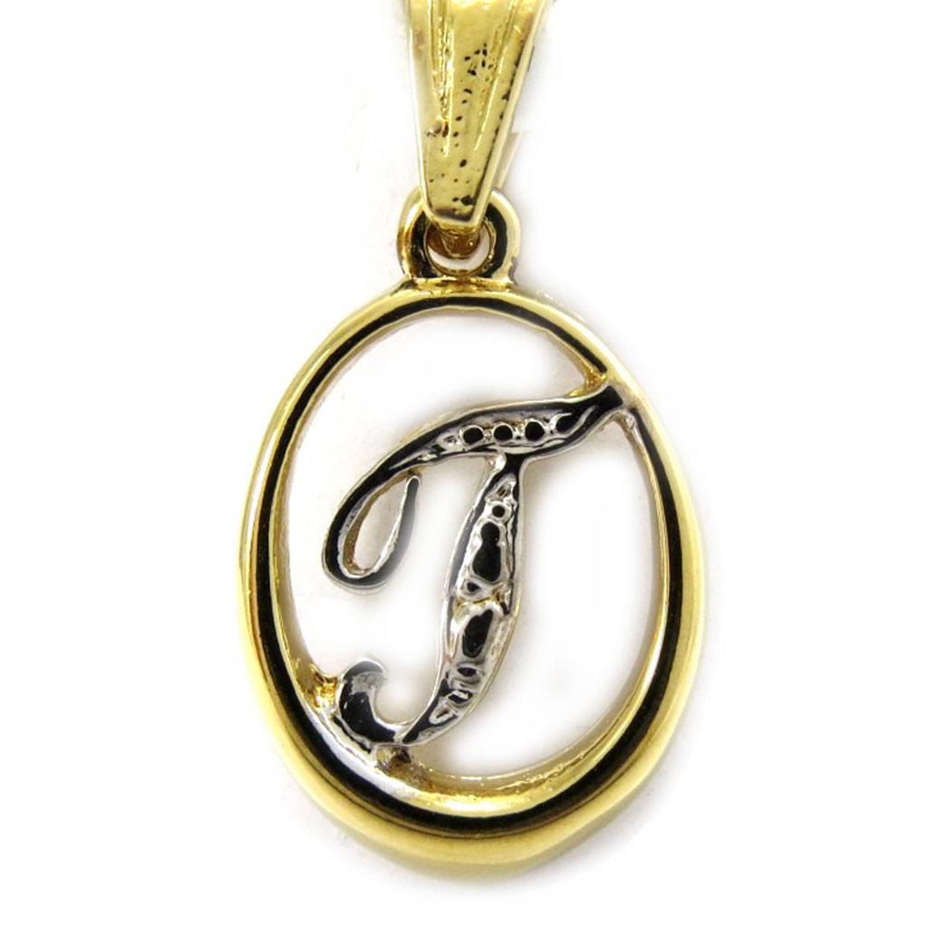 Les Trésors De Lily [G7636] - 2-tone 'Letter T' Gold Plated Pendant