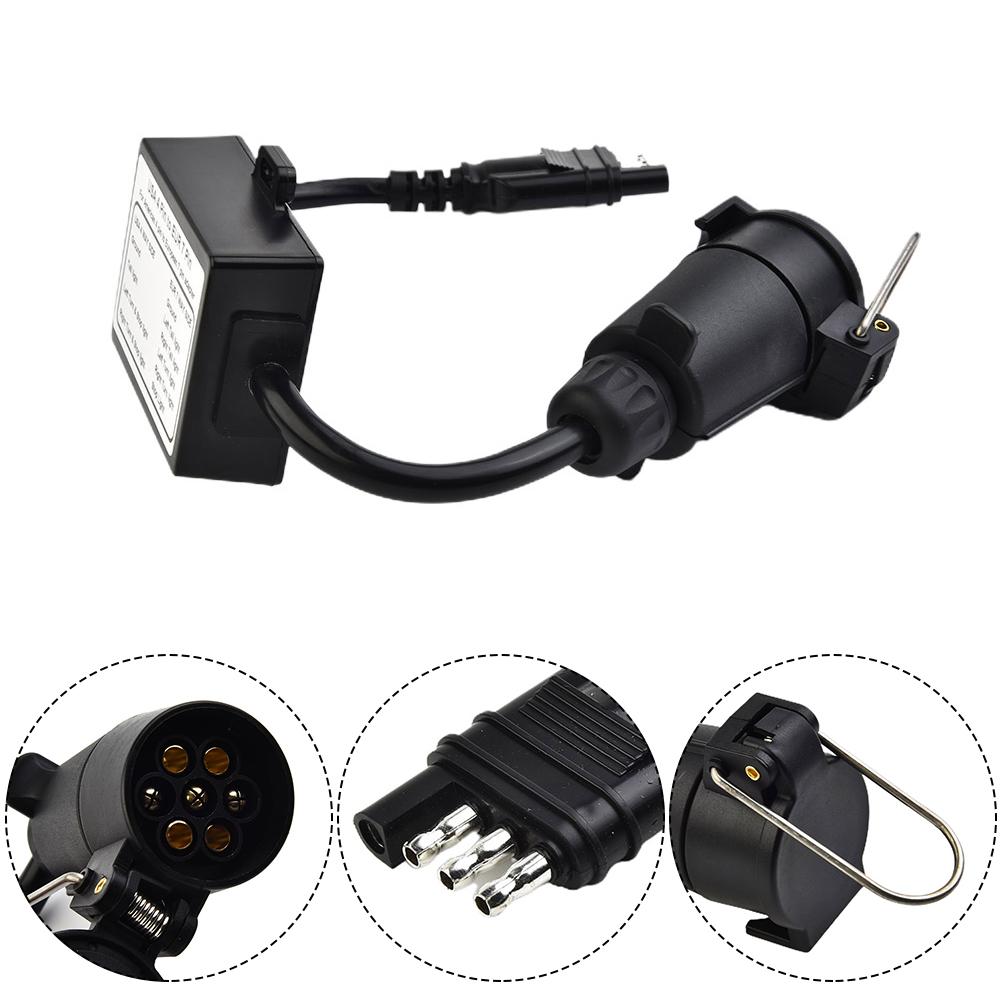 Useful Brand New Light Converter Trailer Connectors Black 4-pin To 7-pin Connector Replacement Separate Brake Light