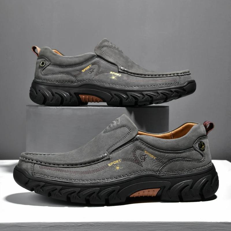 New Men Shoes Luxury Brand Mens Loafers Genuine Leather Man Casual Footwear Non-slip Hiking Shoes Male High Quality Driving Shoe