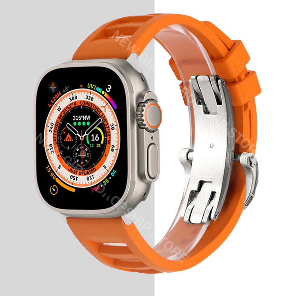 Soft Rubber Strap For Apple Watch Ultra 49mm 45mm 44mm 42mm Sport Silicone Band For iWatch Series 8 7 6 5 4 3 41mm 40mm Bracelet