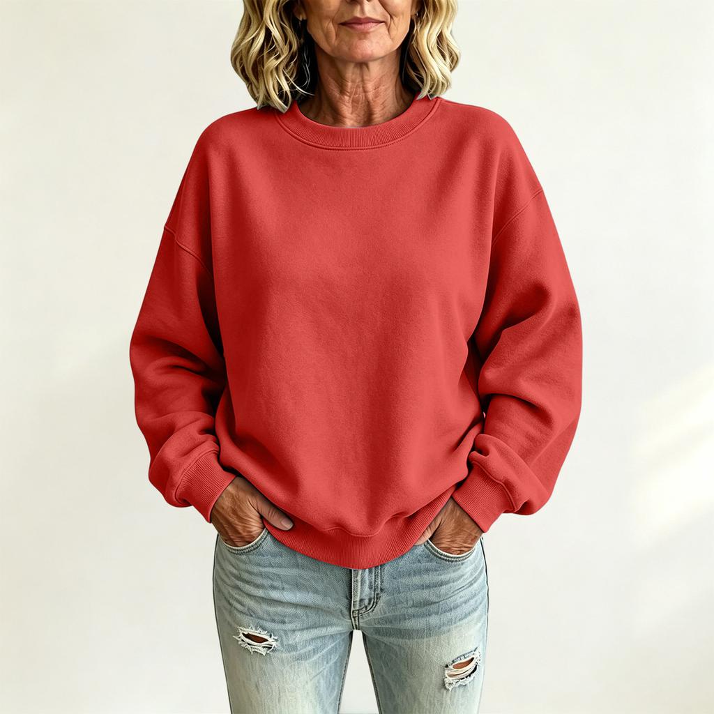 Women's Lined Neck Sweatshirt Casual Loose Fit Pullover for Couples Daily Wear