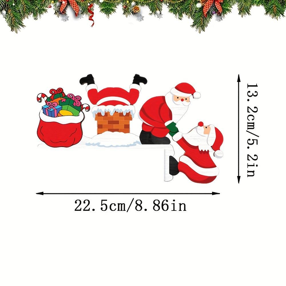 Christmas Decoration Cartoon 3D Santa Claus Wooden Ornament Corner Door Frame Decor