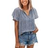 Casual Women Printed V-neck Floral Short-sleeved Casual Pullover T-shirt