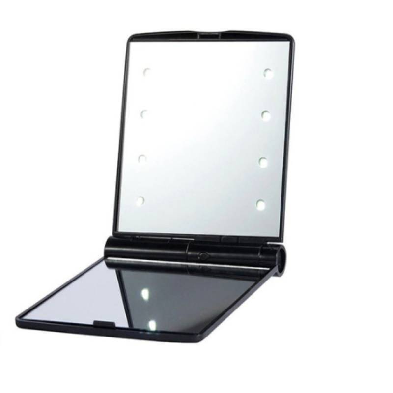 Portable Folding Makeup Mirror With Led Lights For Travel And Home Use