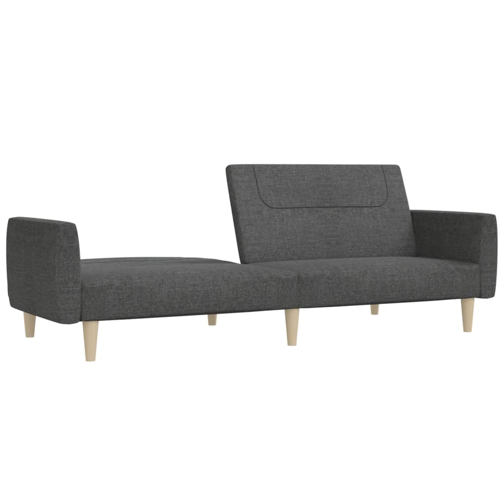2 Seater Sleeper Sofa in Dark Gray Fabric