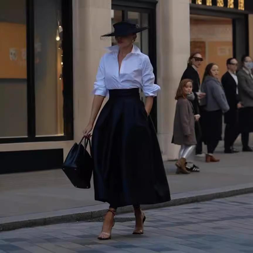 

European & American Women s Sexy Stand-up Collar Shirt & Skirt Set - Solid Color Professional Street Fashion Small