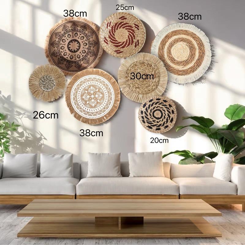 3/4/7pcs Bohemian Style Wall Basket Set Hanging Wall Basket Decoration Bohemian Style Wall Decoration Environmental Round Art