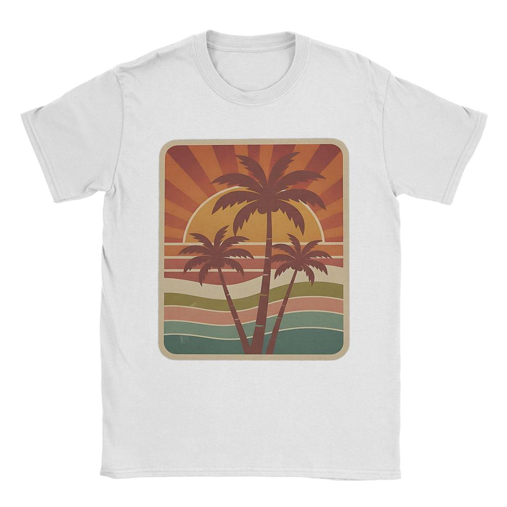 Vintage Palm Tree Sunset T Shirt Summer  Cotton T-Shirts For Men Harajuku Pattern Tshirt Short Sleeve Awesome Top Tees