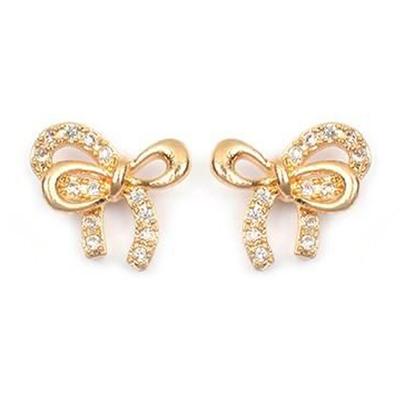 [M9455] - Gold-plated Earrings 'Romantic Knot' White Gold - 9x9 Mm