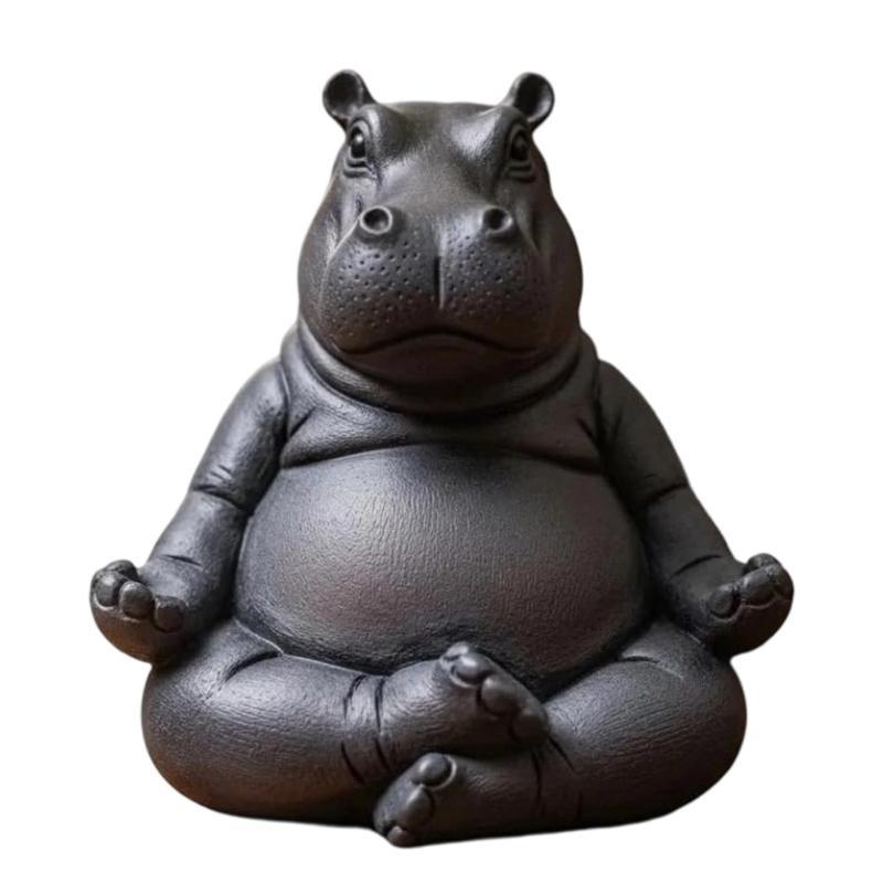 Funny Plastic Meditating Clumsy Hippo Statue Gift Meditations Room Centerpieces