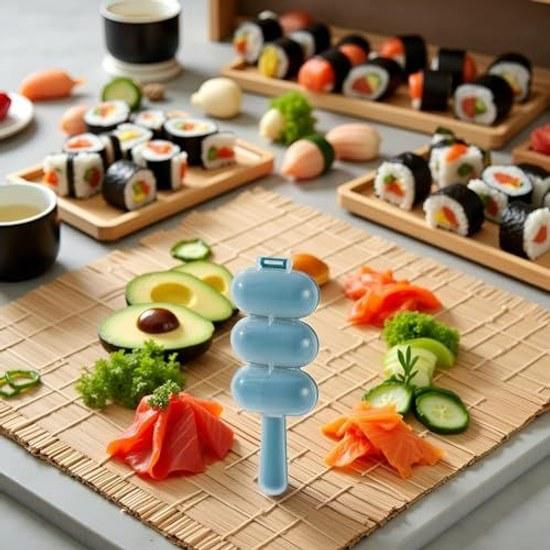 Blue Onigiri Maker Shake Lunch Mold Shaker Kitchen Tool Home DIY Production Kit Sushi Plate 2 Pieces