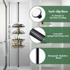 Bathroom Adjustable Tension Pole Corner Shower Caddy with ABS Rustproof Stainless Steel No Drill Shower Large Shower Storage Shelf for Rack, 140-310cm