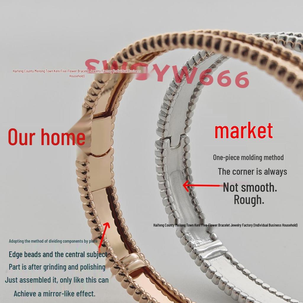 Kaleidoscope Four-Leaf Clover Women's 18k Yellow/Platinum/Rose Gold Diamond Bangle: Wide/Narrow Light Luxury