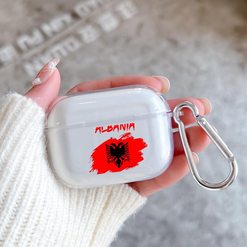 Soft Case for Apple Airpods 2 1 Earphone Cases With Hook Albania Albanians Flag For Airpod Pro 3 Pro2 Clear Protective Covers