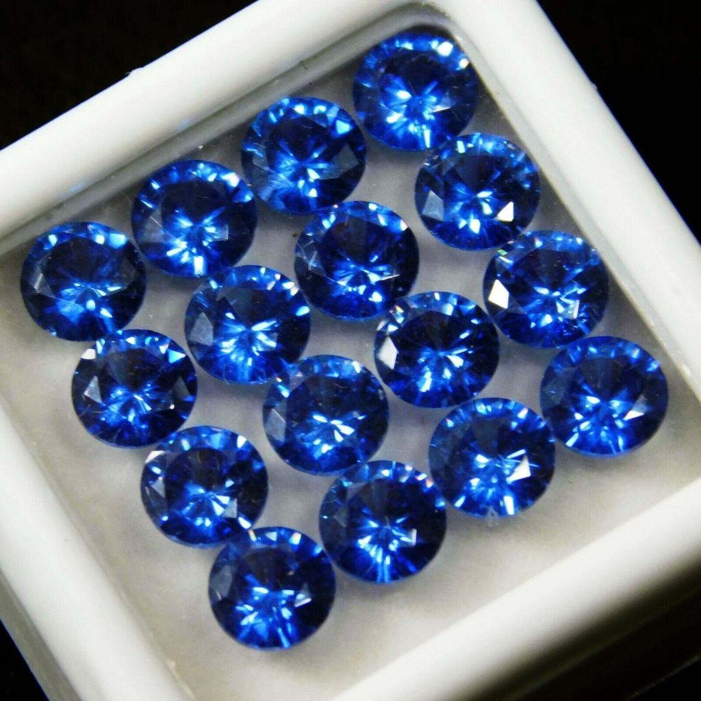 16 ks Přírodní cejlonský safír CERTIFIKOVANÝ drahokam 5x5 mm Modrý kulatý sada kamenů