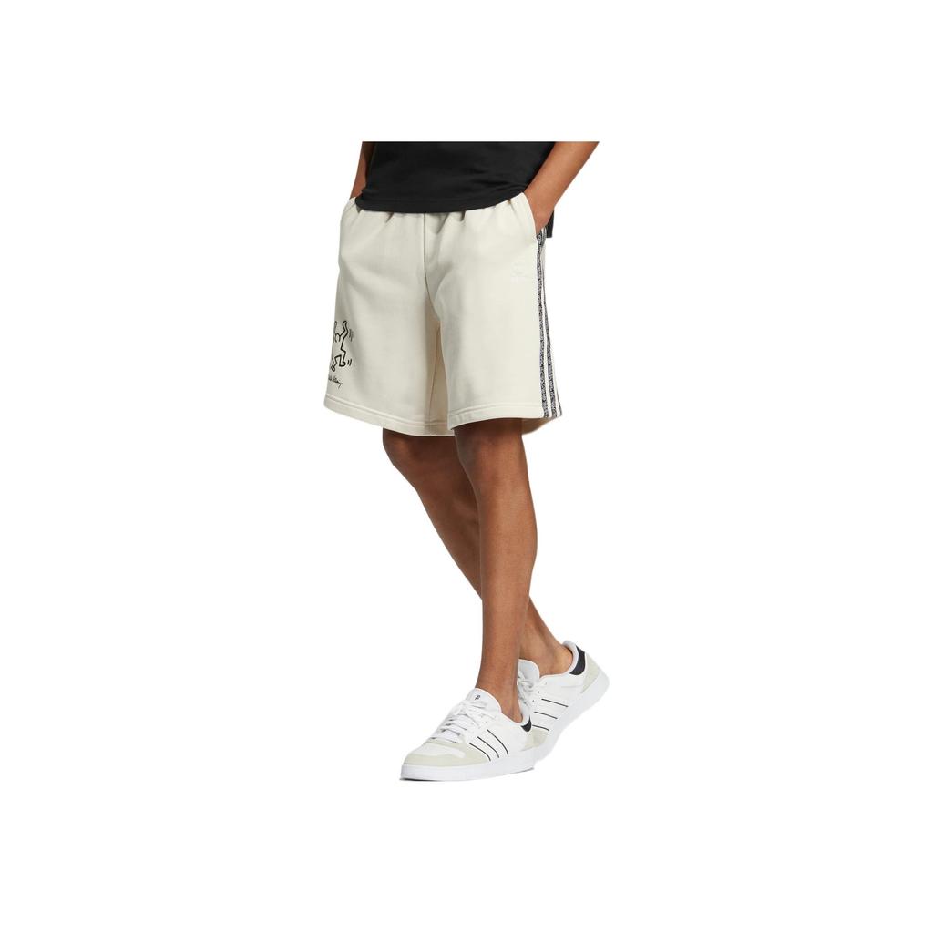Adidas Neo X Keith Haring Cartoon Stripe Casual Sport Shorts Men Bottoms Beige HD7258