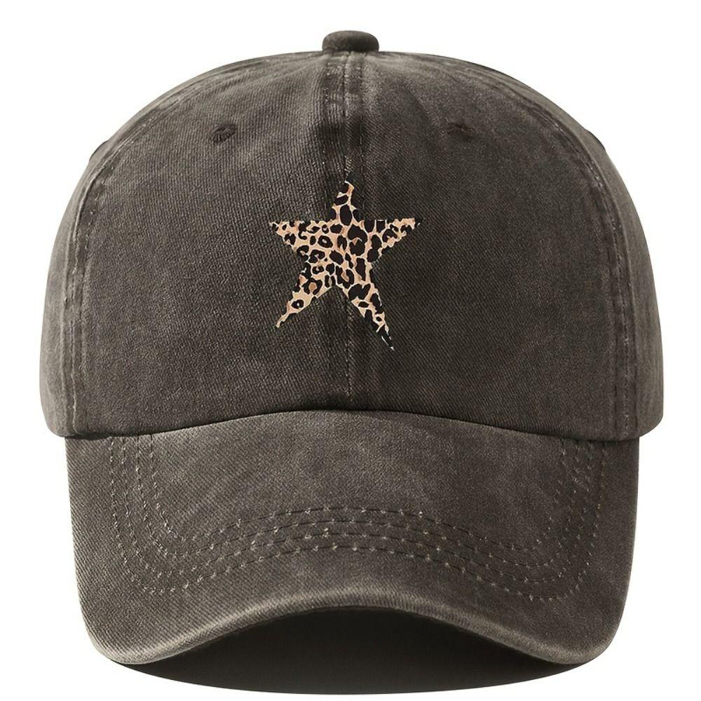 With Leopard Print Star Design Baseball Caps Breathable Sunscreen Hats  Fishing and Hiking