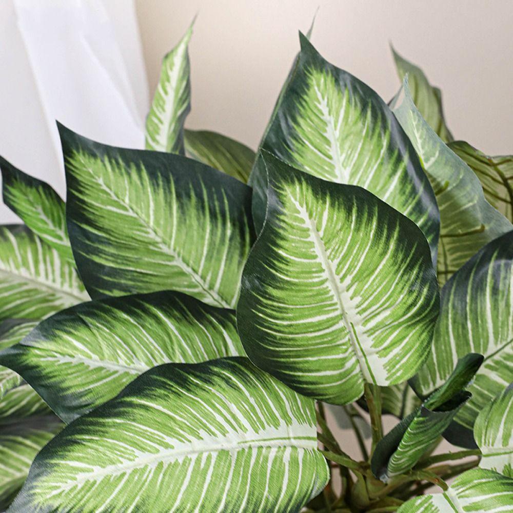 13 Leaf Fake Green Plant Leaves Elegant Simulated Plants  Outdoor Garden Decor