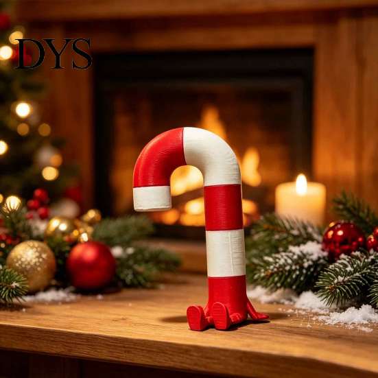 Red And White Holiday Decor Candy Cane Figurine with Limbs, 3D Printed Christmas Centerpiece, Cute Gift for Kids Sitting Figure Shelf Mantel
