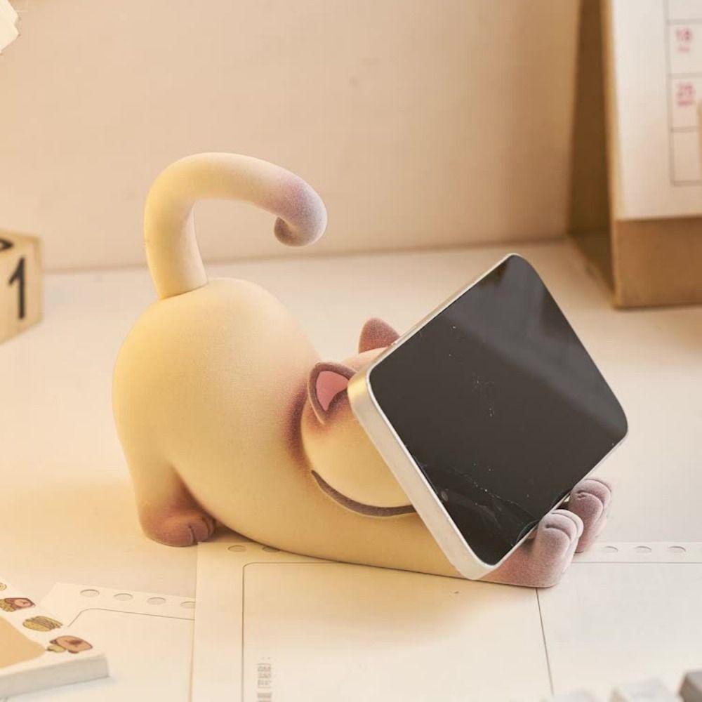 Multi-functional Cat Mobile Phone Holder Anti-slip Cat Desk Lazy Bracket  Smart Phone Display