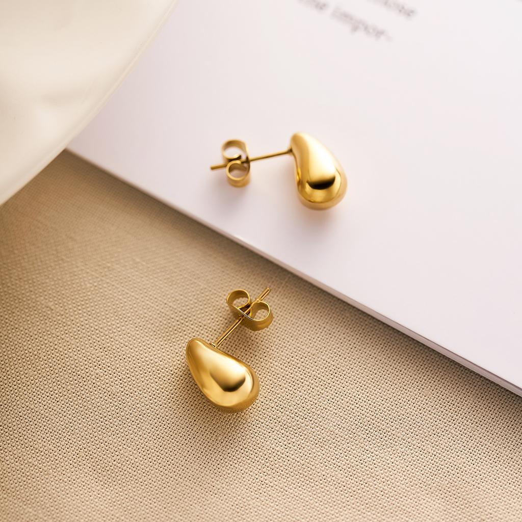 Fashionable Minimalist Gold Color Stainless Steel Irregular Water Drop Stud Earrings for Woman Charm Korea Jewelry Colorfast