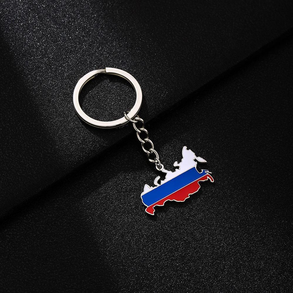 Unisex Retro Enamel Russian Pendant Keychain – Ethnic Style Versatile Stainless Steel Accessory