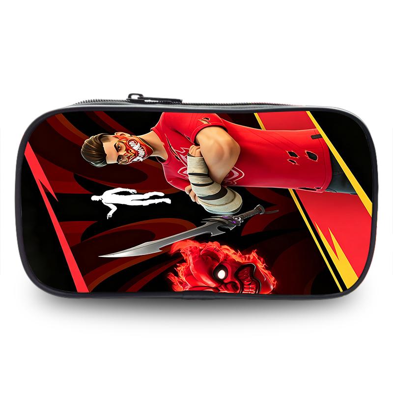 Fortnite Cartoon Lightweight Two Layer Pencil Pouch, Unisex Kids Aged 6-14 Light Portable Student School Stationery Storage Case