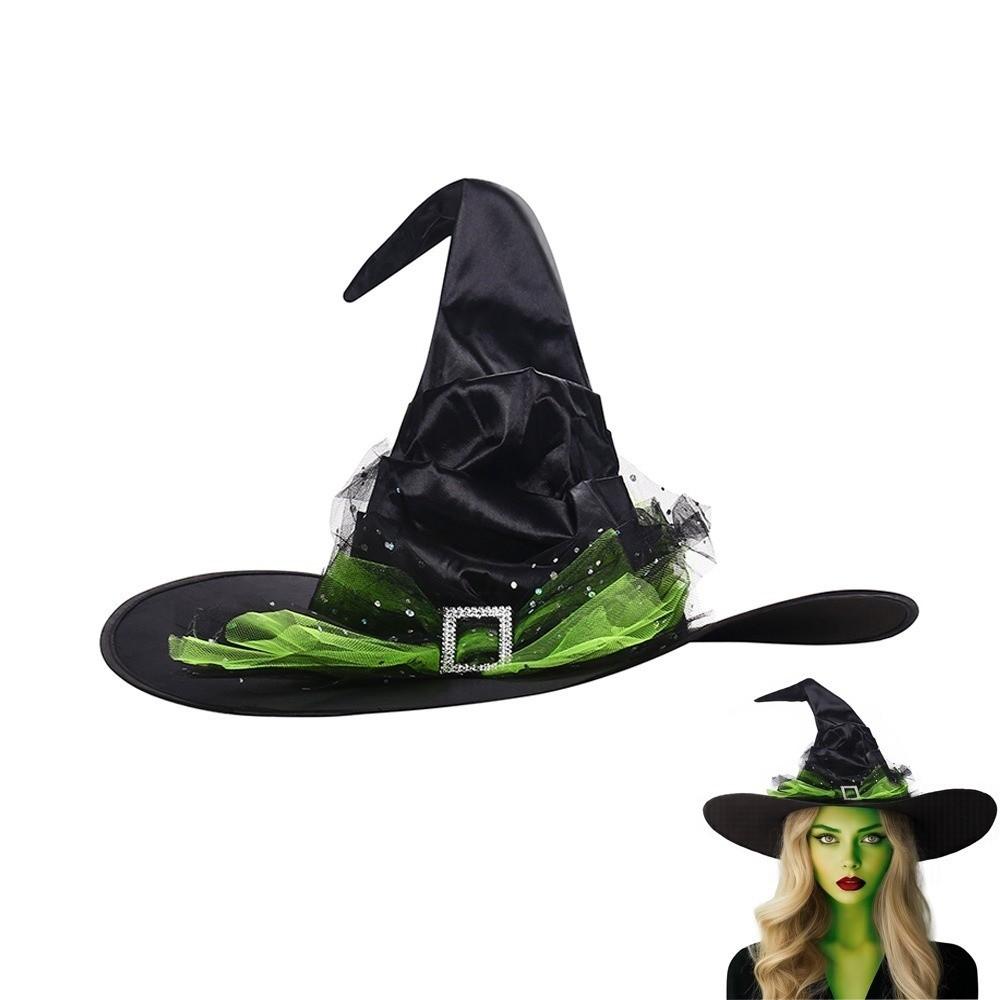 Satins Mesh Bow Witch Hat Baroque Wizard Cap Punk Halloween Witch Hat  Party