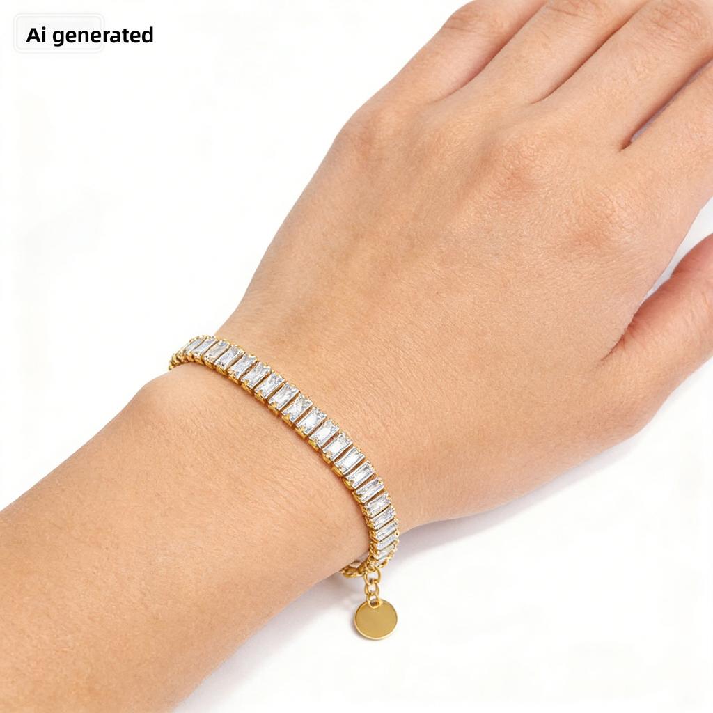 18K Gold PVD 316L Stainless Steel Waterproof Non-Tarnish Zircon Beach Jewelry Necklace Bracelet Factory Direct