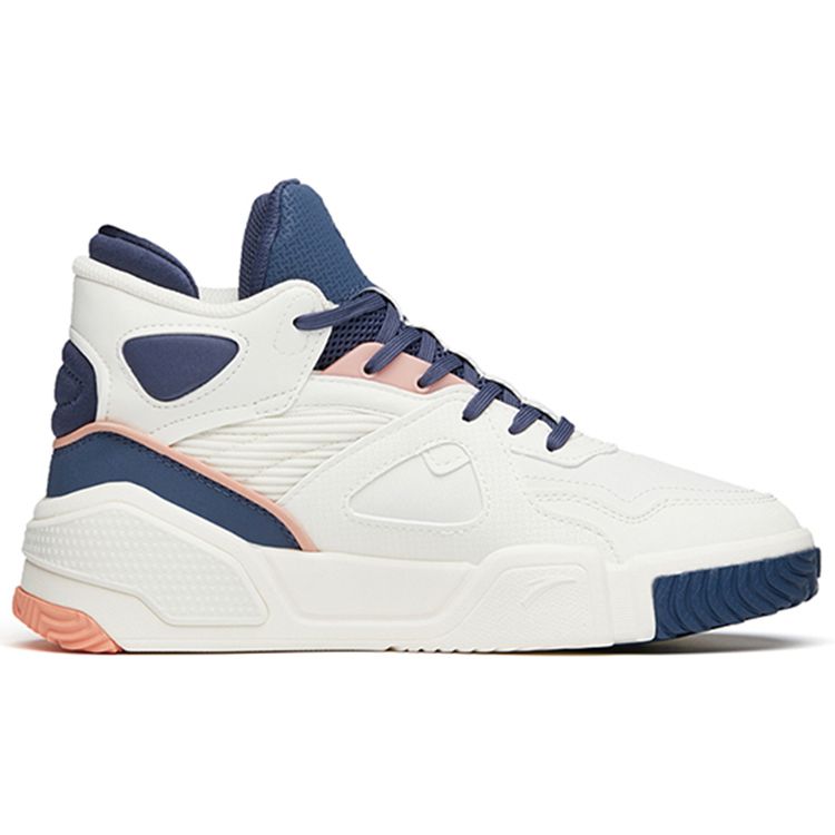 Anta Lifestyle Series Flame Trendy Casual High-Top Skate Shoes Women Sneakers White Blue 122148088-5