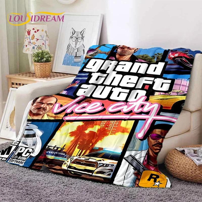 GTA Game Grand Theft Auto Gamer Soft Blankets,Keep Warm Throw Blanket Comfortable Blanket for Picnic Beds Sofa Home Bedroom Gift