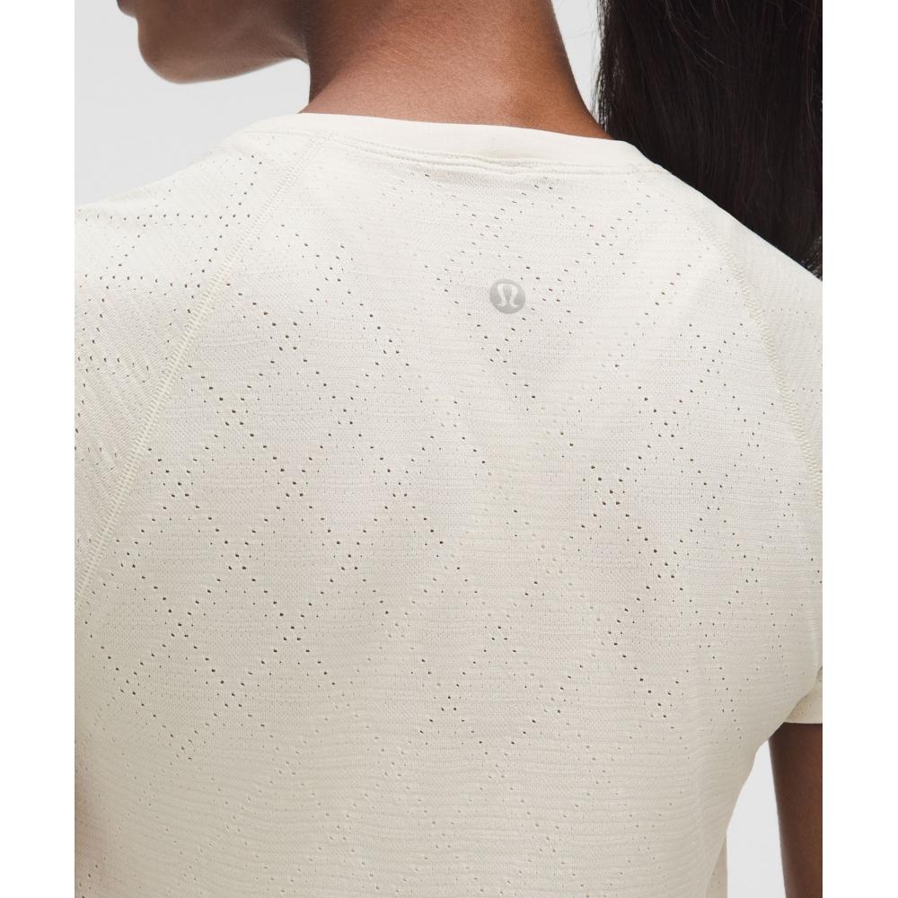Lululemon Swiftly Tech Short Sleeve Shirt 2.0  Waist Length Diamond Drop Light Ivory