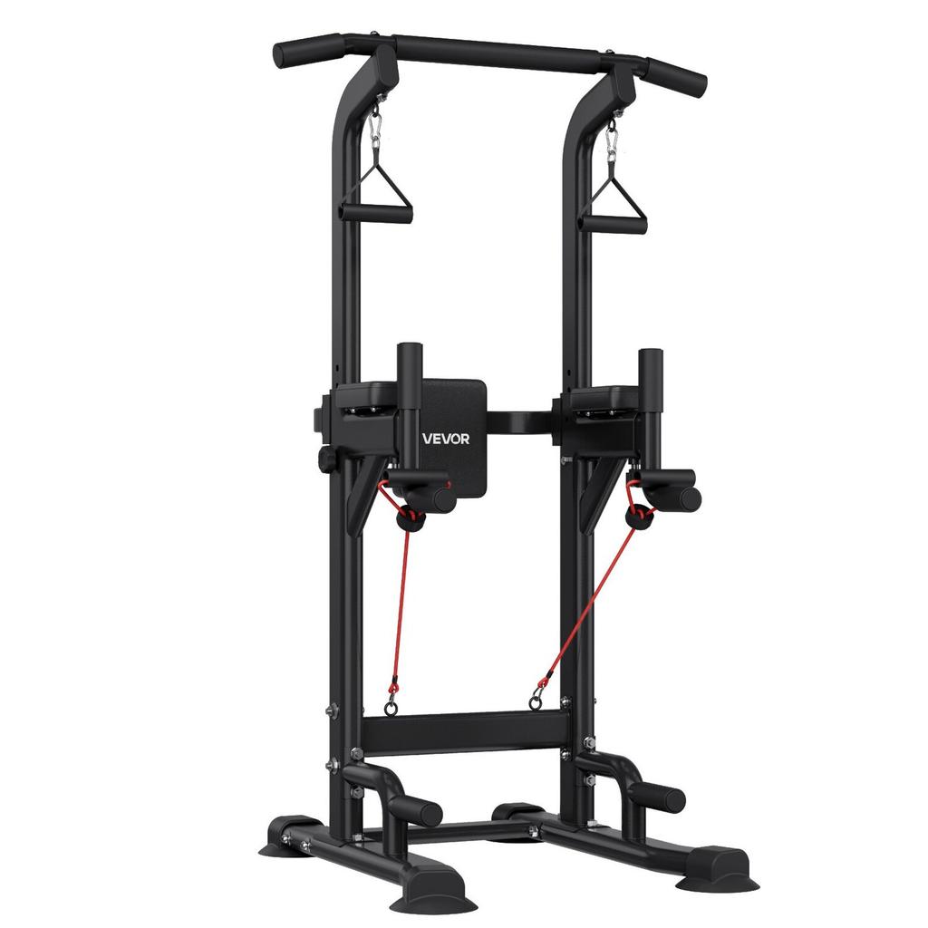 Pull Up Bar, 150kg Power Tower Dip Station, Workout Dip Station with H-Shaped Stable Base & Back Pad, Adjustable 12 Level Height Free Standing Chin Up