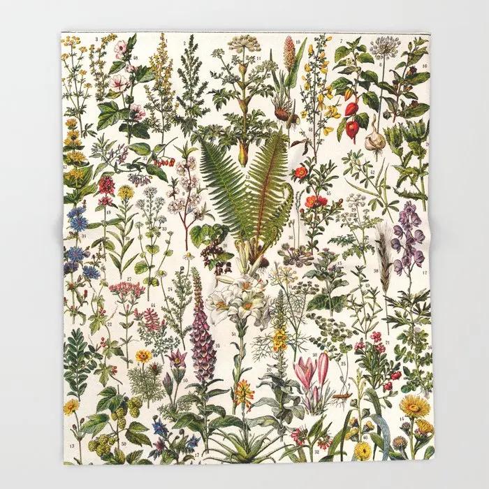 Adolphe Millot Fleurs Pour Tous French Vintage Poster Throw Blanket  Warm Microfiber Blanket Flannel Blanket