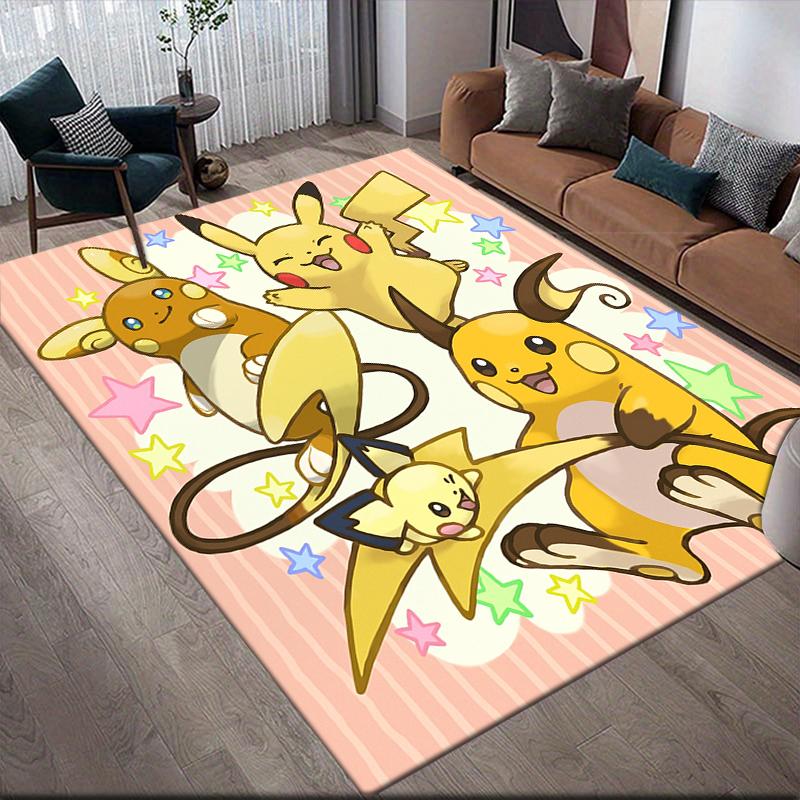 

Pikachu Family Square Area Rug, Non-Slip Floor Mat for Bedroom, Perfect Gift for Pikachu Fans.chl 60x90cm