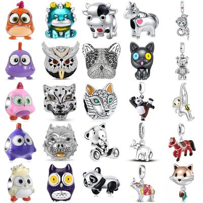 New Copper Owl Giant Panda Monkey Pendant Bead Fit Original Charms Bracelet Trinket Necklace Jewerly Accessories