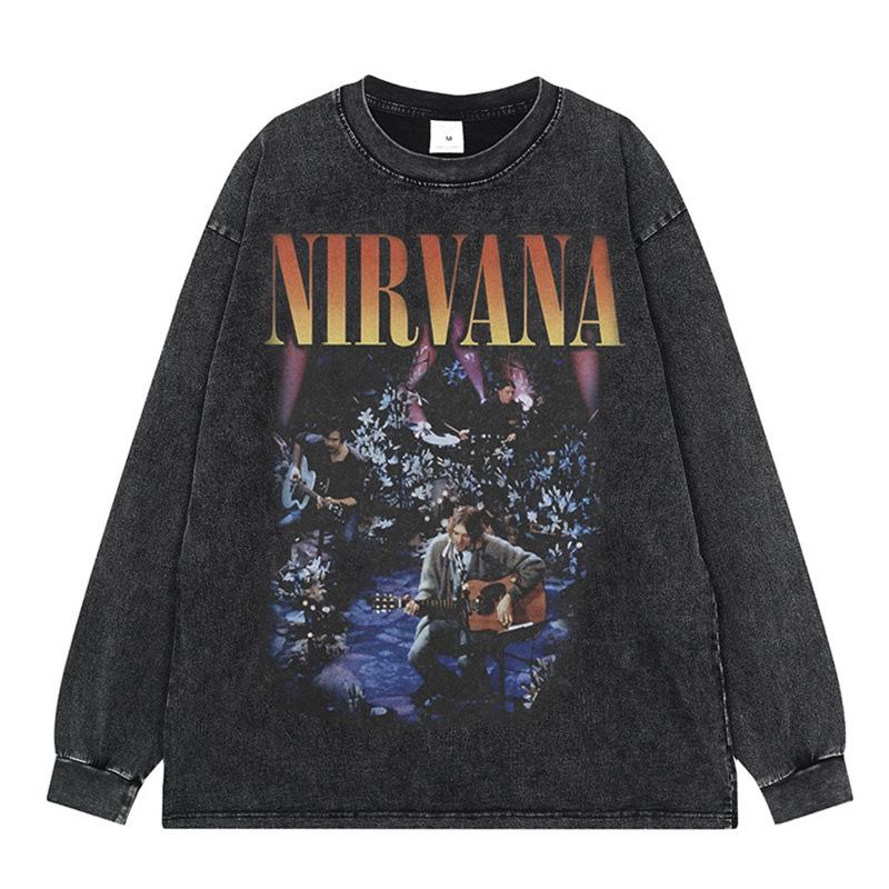 2025 Nirvana Vintage Retro Washed Long Sleeve Tee