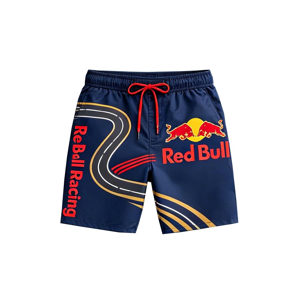 F1 Red Bull Motorsport Swim Shorts Men Summer Quick Dry Beach Board Shorts Casual Sports Racing Style Drawstring Swim Trunks