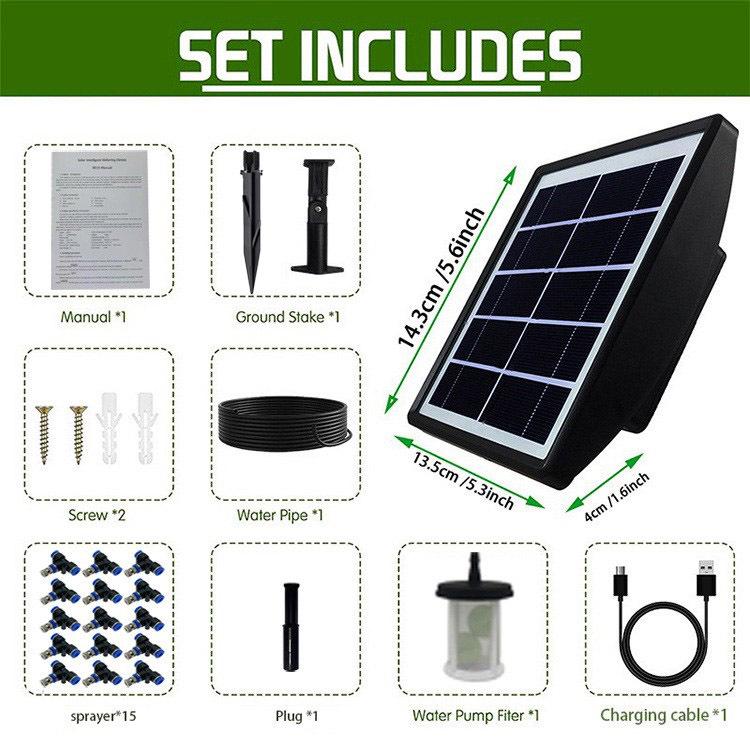Solar-Powered Smart Watering Kit: Automatic Timer & Self-Watering Sprinkler for Plants
