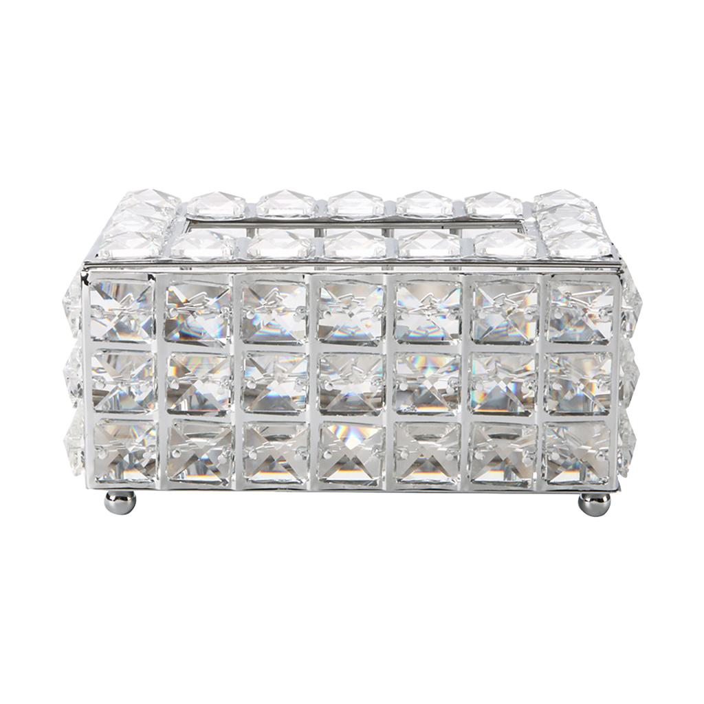 Crystal Tissue Box Rectangular Decorative Tissue Box Holder Sparkling Tissue Holder Napkin Facial