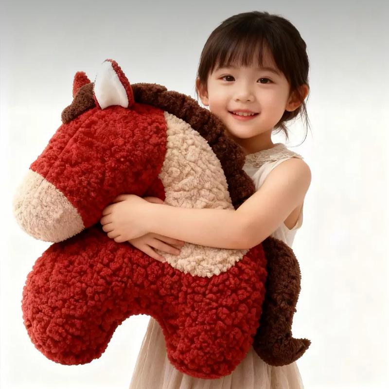Irregular Shape Plush Horse Pillow - New Year Sofa and Car Decoration Gift