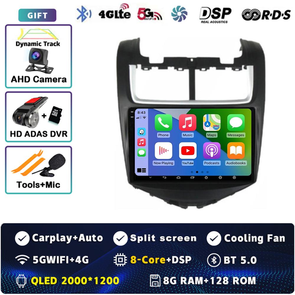 9" Android 14 Carplay Car Radio For Chevrolet Aveo 2014 - 2017 Multimedia Video Player Navigation GPS Stereo 2Din DVD 360 Camera