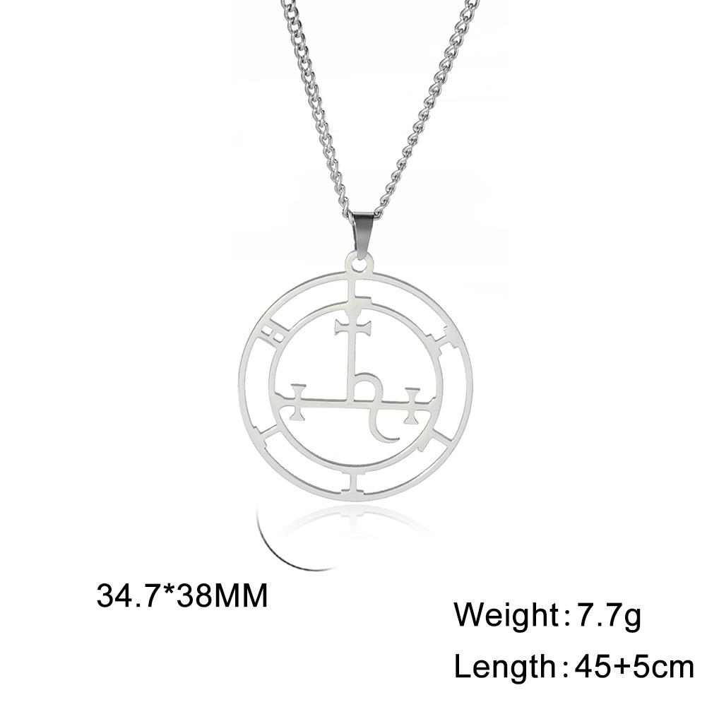 Straight Hair Styling Titanium Steel Geometric Symbol Cut Pendant Necklace