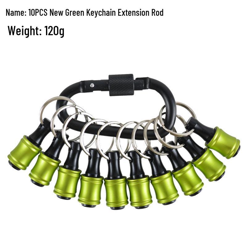 6-Piece Colorful Keychain Set: Extension Rods and Mountaineering Buckle with 1/4" Hex Drill Bit Storage Extension Rod