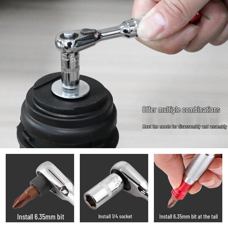 Dual-Ended High Torque Mini Ratchet Screwdriver with Knurled Grip.